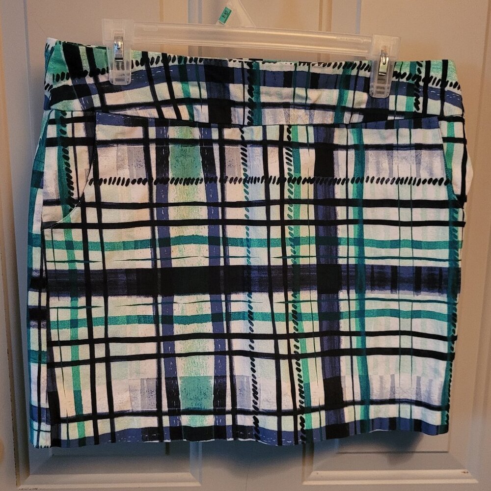 Hope & Harlow Navy, Green, White Check Skort w/Shorts Misses Size 14